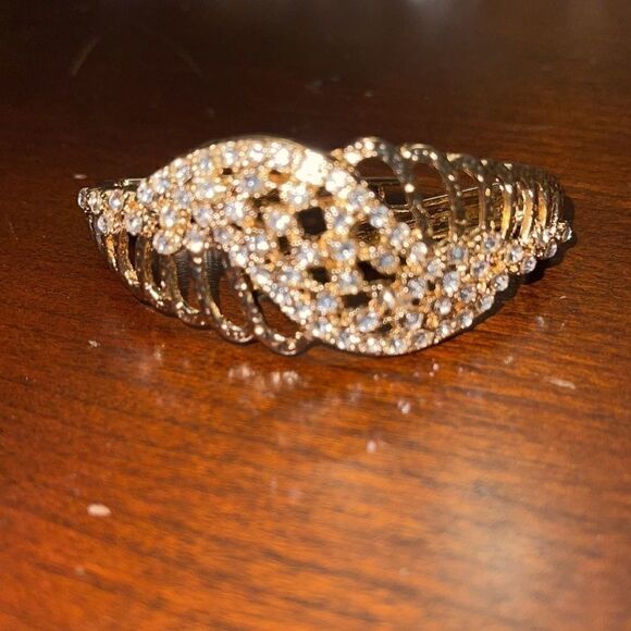 Formal Bracelet and ring gold tone crystal set - Picture 2 of 12